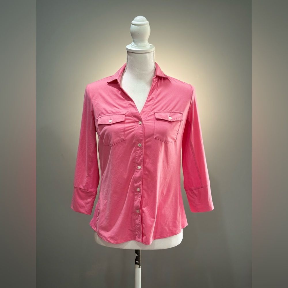Pink J. McLaughlin Brynn Pockets Top Size S EUC